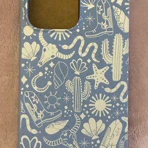Pela IPhone 16 Pro Max Phone Cases. Blue & White Western theme.